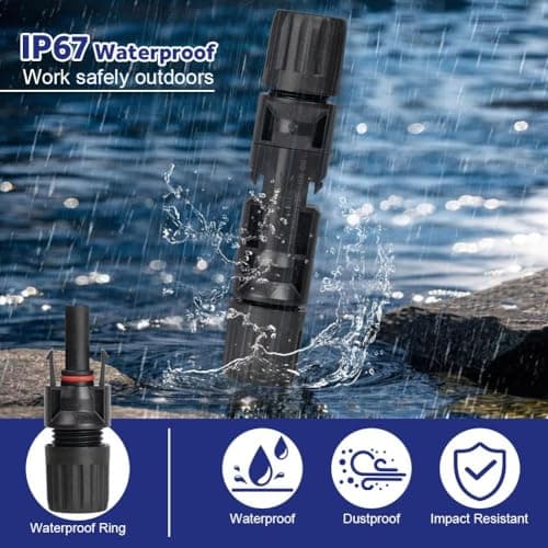 URAQT Solar Connector, 8 Pair Male/Female Solar Plug, IP67 Waterproof Photovoltaic Connector, Long Time Outdoor Use, Solar Plug Kit with 2 Wrenches for Solar Panel Systems Solar Panel Adaptor — view 6