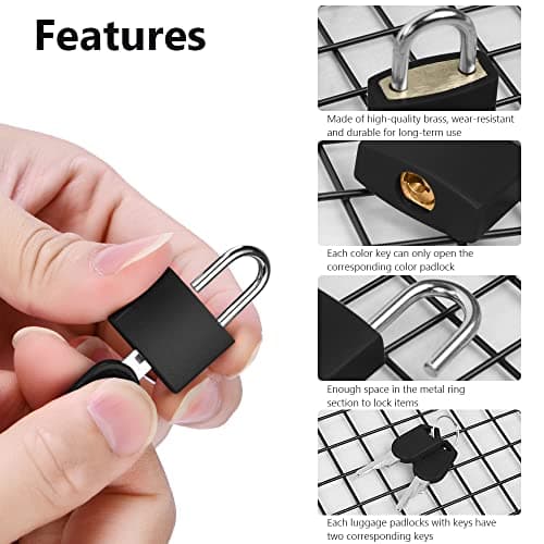 Flintronic 6 Pack Suitcase Lock with Key Small Padlock Luggage Lock Travel Lock Backpack Lock, Color Metal Padlock with Key, Small Padlock for Travel Backpack Play Fitness — view 4
