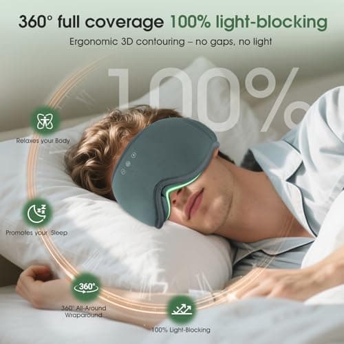 MUSICOZY 3D BambooCotton Sleep Mask Headphone for Side Sleeper 100%Blackout — view 3