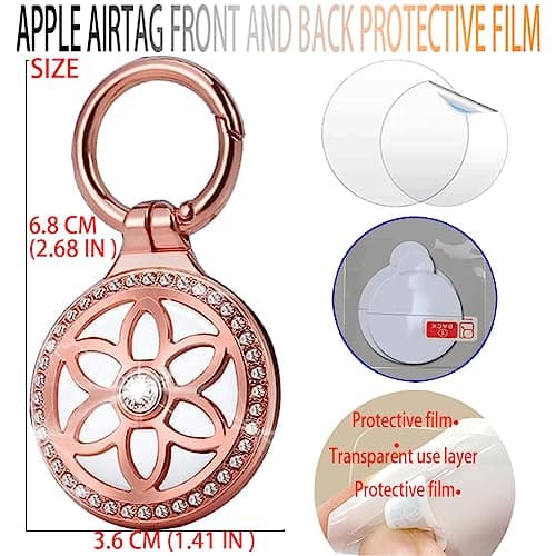 GKKBUFF Airtag Holder,AirTag Sleeve,Airtag Keychain Case,Apple AirTag Tracker,AirTag Key Ring,AirTag Protective Case,Airtag Keychain,Metal Jewelry Badge AirTag Case for Kids Boys Women (1*Rose) — view 3
