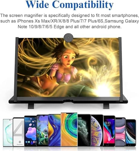 Sevitini Phone Screen Magnifier 16 Zoll, HD Mobile Phone Amplifier with Foldable Stand Holder, Movie Screen Magnifying Design Screen Amplifier, for All Smartphone — view 2