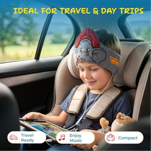 Technaxx Benjamin the Elefant Headband Headphones for Kids & Toddlers - Good for Travelling, Music Listening, Sleeping - Soft Fleece Comfortable Material - Volume Limited and Size Adjustable Eye Mask — view 5