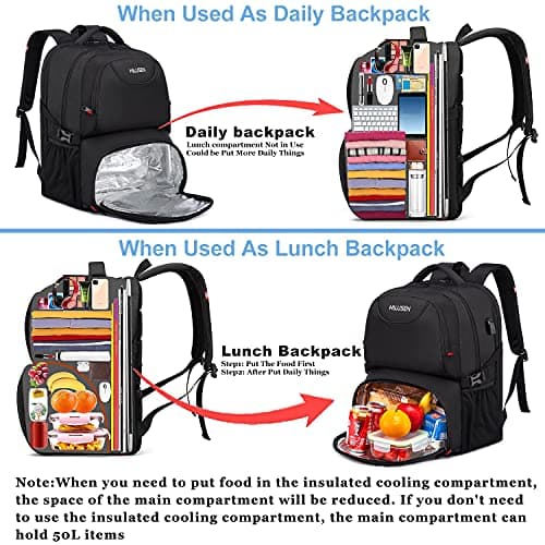 Extra Large Backpack for Men 50L,Lunch Backpack Work Bag Travel Laptop Backpack 17.3 Inch with USB Charging Port,Water Resistant Big Business Computer Rucksack for Men Women College School Black — view 4
