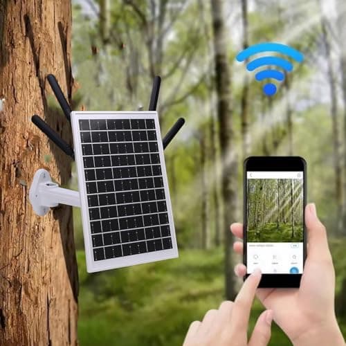 Mumusuki Solar Powered 4G LTE Modem Router, 7 Days Solar Power IP66 Water Proof, WiFi Extender and Modem 300Mbps 18000mAh Battery 150M Range for Outdoor Camping RV (White Antennae) — view 5
