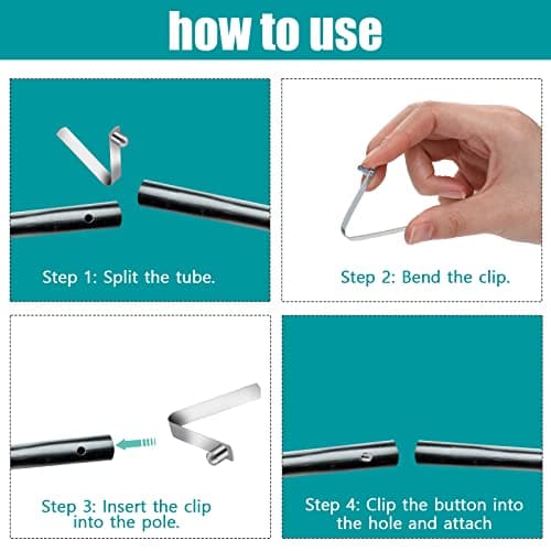 12 Pieces Tent Pole Spring Clips Push Button Spring Clip Stainless Steel Kayak Paddle Snap Clip Tube Locking Pin Clips for Kayak Paddle Camping Tent Pole 6mm — view 3