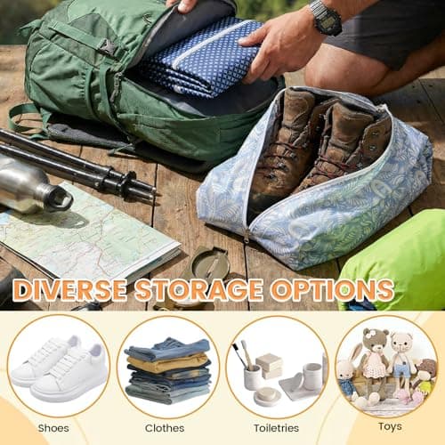 5 Pack Travel Shoe Bags for Men & Women - Waterproof Polyester Shoe Storage Pouch with Sturdy Handle & Zipper - Portable Luggage Organizer for Vacation, Gym & Daily Use — view 5