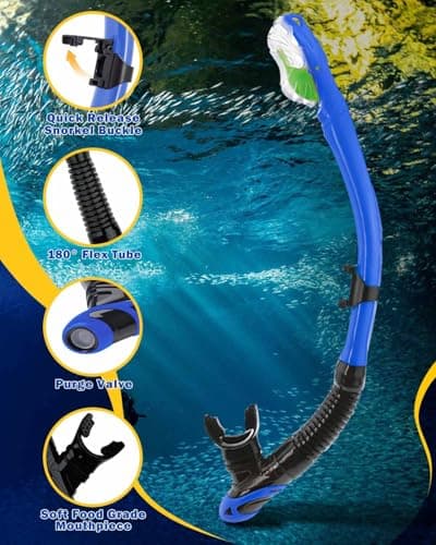 Lorrtta Snorkelling Set Adults with Dry Snorkel, 180° Wide View Anti-Fog Diving Mask, Lightweight Snorkel and Mask Set for Swimming & Travel – Black Blue — view 4