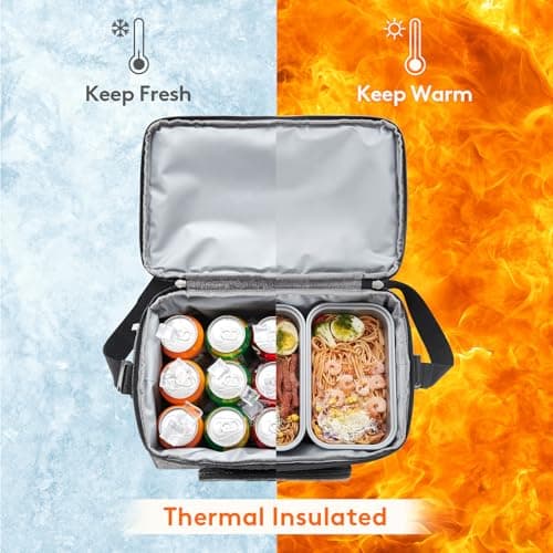 Lifewit 23L Insulated Cooler Bag, Double Compartment Refrigerant Bag, Grey — view 3
