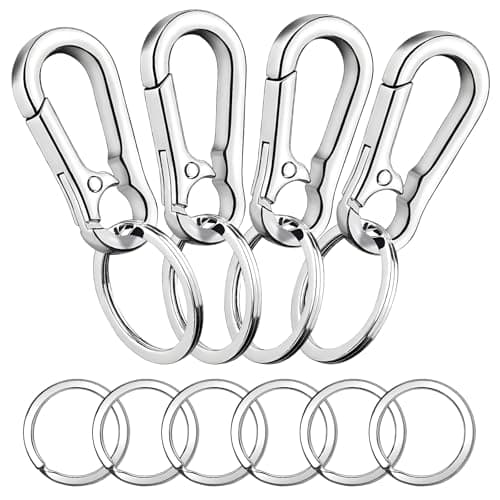 4Pcs Heavy Duty Metal Keychain, Metal Carabiner Keychain Clip