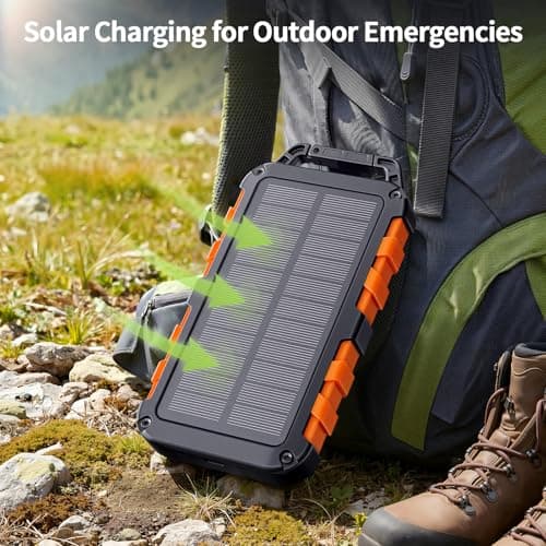 Solar Power Bank 10000mAh, Dual Cables, 22.5W USB-C PD Charger — view 3