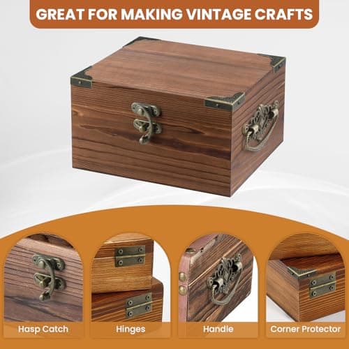 MARRTEUM 1 Set Jewelry Box Hinges Hasp Catch Corner Protector, Retro Engraved Decorative Hardware Kit with Screws for DIY Wooden Case Furniture Cabinet Suitcase Decoration Repairs (Antique Bronze) — view 5