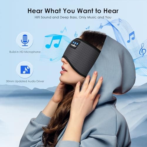 MUSICOZY Cooling Sleep Mask Headphones for Hot&Side Sleepers, 100% Blackout — view 4