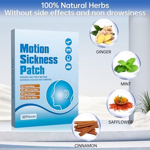 36 Pcs Motion Sickness Patches with 2 Pairs Wristbands for Travel — view 4