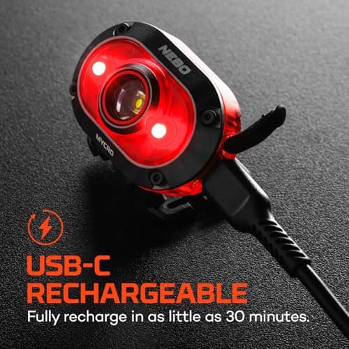 NEBO Mycro 450 – 450 Lumen Rechargeable Head Torch & Cap Light, Red — view 5