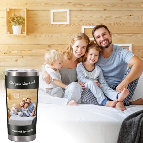 Personalized Photo Tumbler 20oz, Custom Stainless Steel Coffee Mug with Picture & Text, Double-Wall Insulated Travel Cup, Custom Gift for Christmas, Birthday, Anniversary, Mother’s Day, Father’s Day — view 6