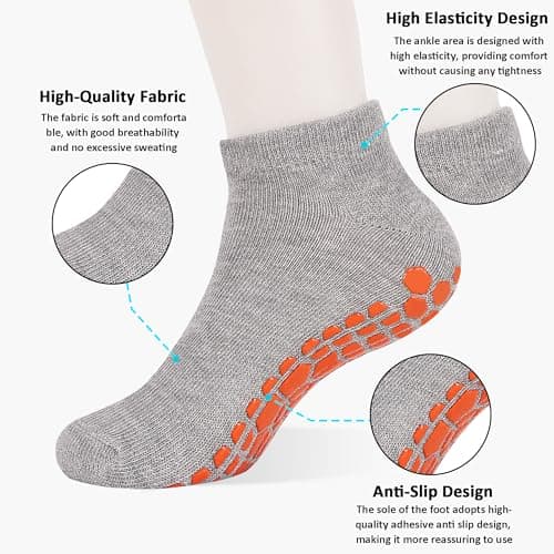 HYCLES Kids Non-Slip Ankle Socks - 6 Pairs (Unisex, 10-13 Years, Black/Navy, 12 Count) — view 2