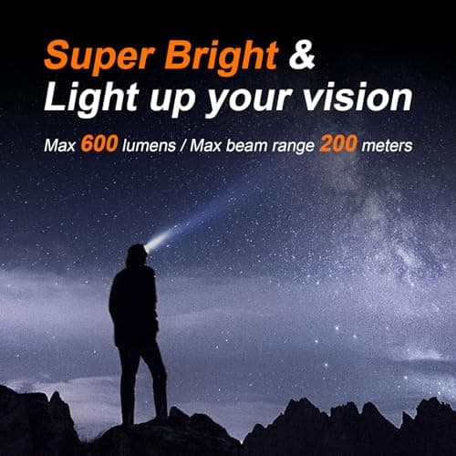GRIFEMA GD303 Head Torch Rechargeable, Super Bright 8 LED Lighting Mode, Head Lamp Lightweight Waterproof for Camping, Fishing, Cycling, Hiking, Blue — view 6