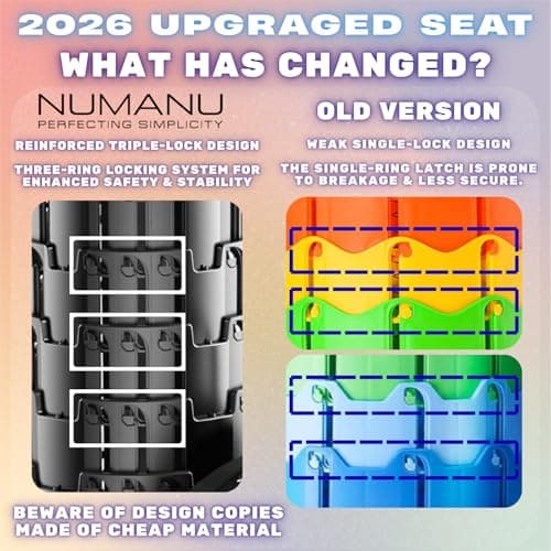 NUMANU - Enhanced Foldable Stool 2025, maximum 272.2 kg, adjustable height retractable telescopic seat, portable foldable stool, travel chair, foldable camping seat or footrest — view 3