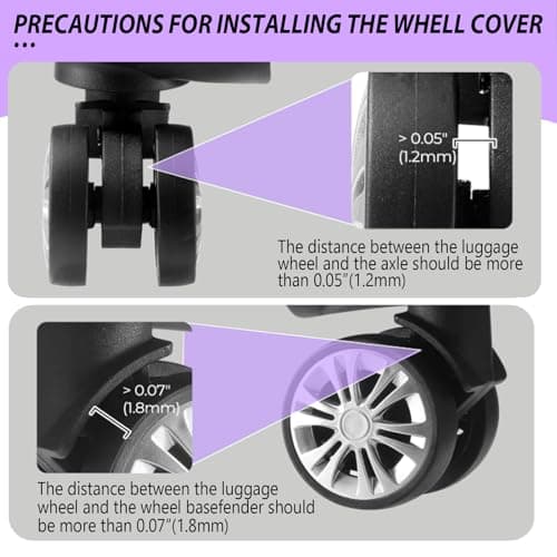 8 Pack Luggage Wheel Covers, Silicone Suitcase Wheel Protectors for Spinner Wheels, Quiet & Wear-Resistant Caster Sleeves, Reduce Noise & Prevent Scratches - Must-Have Travel Accessories, Purple — view 3