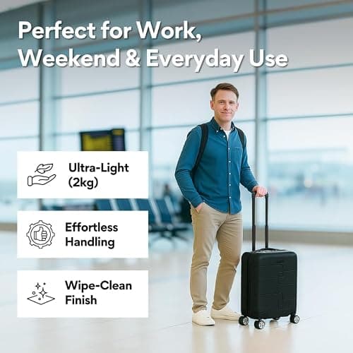 WORLD EXPLORER Black Cabin Suitcase 45x35x20cm, 30L ABS Hardshell, 4 Wheels — view 5