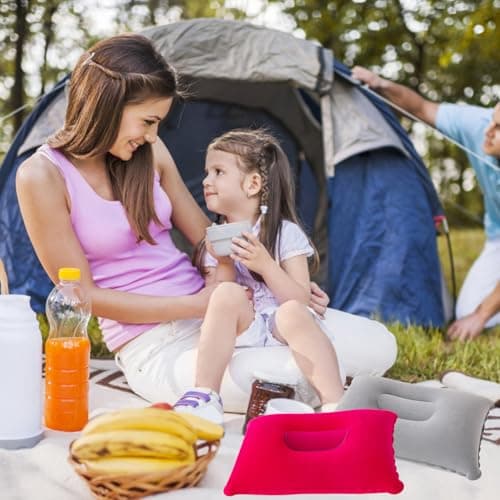 SKJAXF 5 Pack Inflatable Pillows for Adults with 1 Black Storage Bag, Camping Pillow Compact Light Water Resistant, 34x22 cm Blow Up Pillow for Travel, Camping, Beach, and Outdoor Activities — view 5