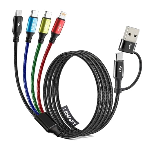 Minlu Dual USB-C Multi Charger Cable,4 in 2 USB Charging Cable,1.8m Braided