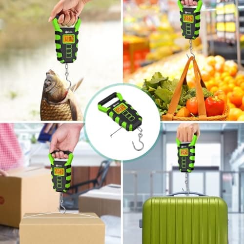 ORIA Digital Luggage Scale, 50kg Hanging Fishing Scale with Tape, Green — view 2