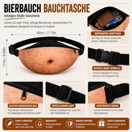 Novelty Belly Waist Bag Men, Funny dad Bag Bum Bag Adjustable Belt — view 3