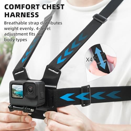 BRDRC Accessories Kit for GoPro, Head Chest Mount Strap Harness Backpack Clip Holder Wrist Strap, 360°Rotating Adapter + Quick Release for DJI Action 5 Pro 4 3, for Go Pro Hero Camera Accessory Bundle — view 3