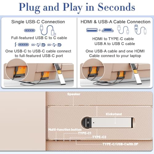 Teamgee 14.1" laptop screen extender FHD 1080P Rose Gold Portable Monitor, Ultra-Thin & Lightweight Second Display for Travel, Work, and Gaming, Plug & Play for Mac/Windows/Android/Dex — view 5