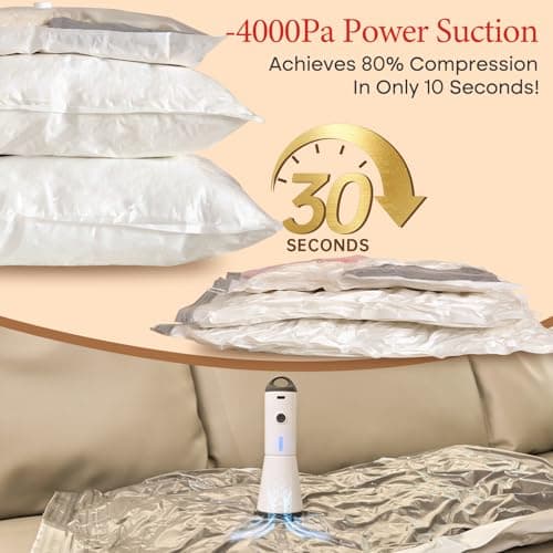 Vacbird Vacuum Storage Bags with Wireless Electric Pump, Compression Bags for Clothes, 8 Pack — view 3