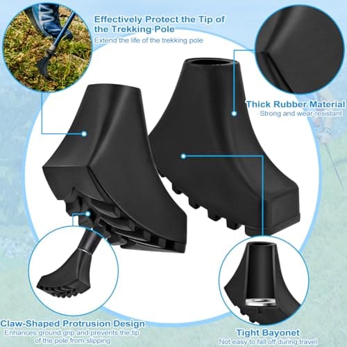 Muyohix Pack of 12 Nordic Walking Poles, Rubber Buffers, Nordic Walking Pads, Trekking Rubber Buffer for Most Walking Poles and Nordic Walking Poles (10-11 mm) — view 3