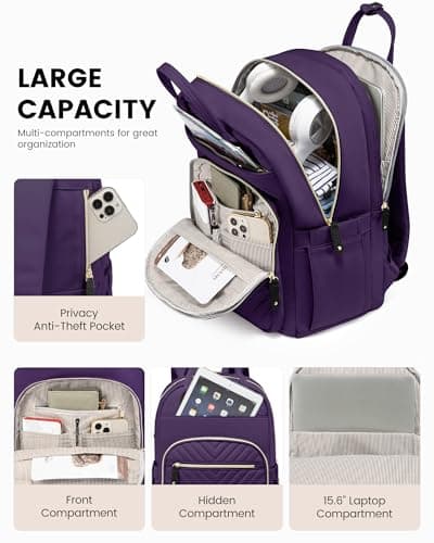 LOVEVOOK Backpack Womens, 15.6 Inch Laptop Travel Work Rucksack — view 4