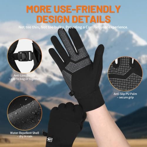 TOLEMI Thermal Winter Gloves for Men Women, Anti-Slip Touch Screen Liner Gloves for Running, Walking, Riding, Driving and Cycling — view 5
