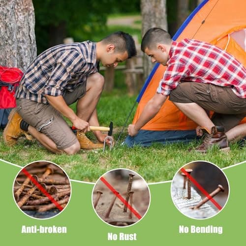 AVOFOREST 7 Pack Tent Pegs Metal Heavy Duty,12 Inch Ground Pegs,Galvanised Steel U Shaped Trampoline Pegs Ground Anchor Pegs for Outdoor Camping,Trampoline,Swing,Canopies — view 5