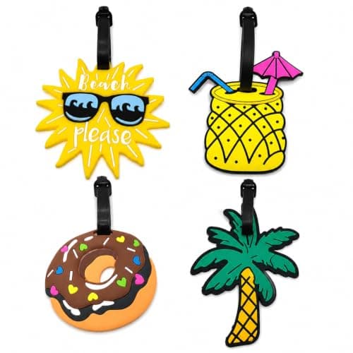 4 Pcs Luggage Tags for Suitcases, Fun Luggage Labels with Name ID Cards
