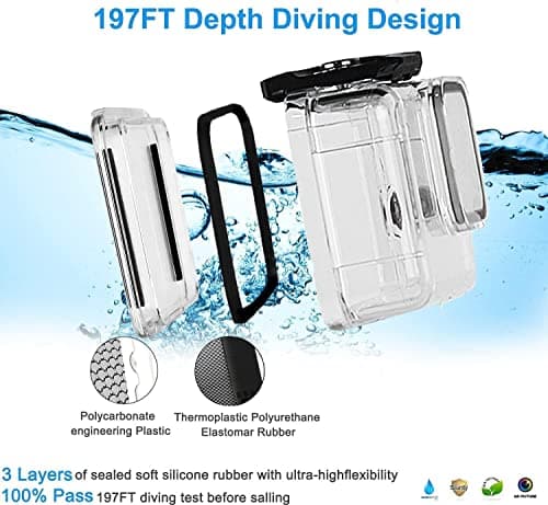FitStill 60M/196FT Waterproof Case for Go Pro Hero 13/12/11/10/9 Black, Protective Underwater Dive Housing Shell with Bracket Accessories — view 4
