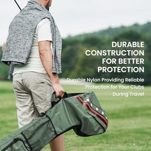 Golf Sunday Carry Bag for Men Women Lightweight Driving Range Zippered Waterproof, Golf Club Carry Case Travel Bag 49" Holds Up to 10 Clubs Portable Foldable (Grey) — view 6