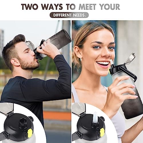 GXCROR Water Bottle 2L with Straw, 100% Leakproof Water Bottle, BPA Free Water bottle, Anti Rupture Drinking bottle for Daily use, Fitness and Outdoor Activities, Black — view 4