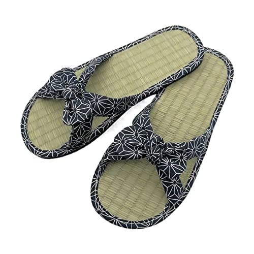 Flip Flops Bamboo Women's Slippers Toe Separator Summer Mules Flower Sandals Flat Comfortable Non-Slip Silent Bamboo Rattan Flop Slippers, Black, EU 41, Blue B, 7 UK — view 4