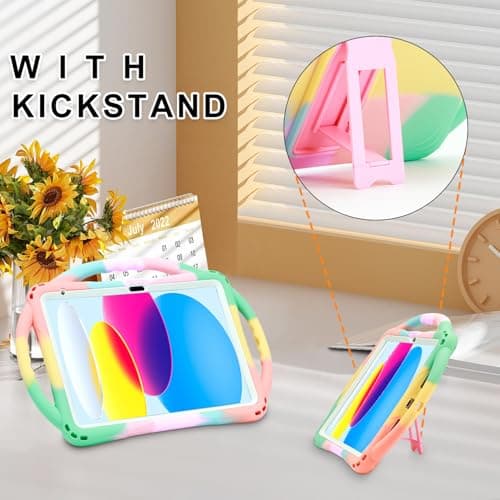 TOPESCT Kids Case for for iPad A16 11th/10th Generation (2025/2022) 11inch/10.9inch- Made of Kid-Friendly Silicone, with Built-in Screen Protector, Shockproof Handle Stand Case For iPad 11th/10th Gen — view 6