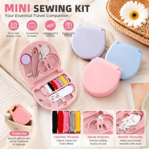KUBDPQOR 3PCS Mini Travel Sewing Kit Set – Portable Needle & Thread Box, Plastic Sewing Case with Scissors, Needles, Pins, Buttons and Thread for Home, Travel and DIY Repairs Black — view 6