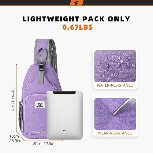 SKYSPER Sling Bag RFID Crossbody Sling Backpack Cross Body Shoulder Bag Travel Hiking Daypack for Women Men(Purple,Medium) — view 5