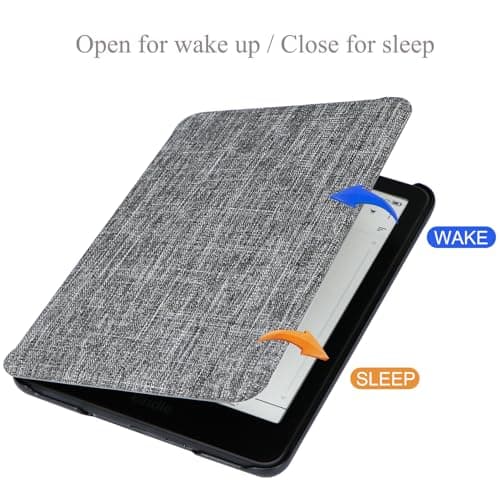 ZhaoCo Case for 7'' Kindle Paperwhite 2024 / Kindle Paperwhite Signature Edition 2024, Book Folio Smart Protective Cover (Fabric Gray) — view 4