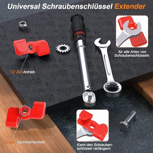 Rybtd Red Wrench Extension，Universal Wrench Extender Adapter，Extender Wrench Adapter，Wrench Extender Mechanics Tool，Wrench Extender Adaptor for 1/2 Inch Driver and 21mm Hex Driver — view 6
