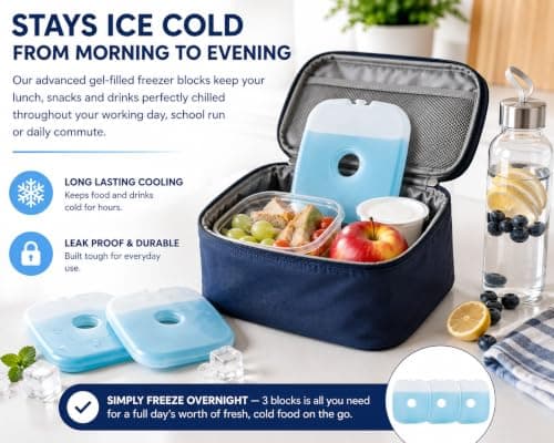 1ABOVE Freezer Blocks 6 Pack — Reusable Ice Packs with Easy-Grip Finger Hole for Cool Bags, Lunch Boxes, Camping & Picnic — Long Lasting BPA-Free Ice Blocks for Coolers — view 5