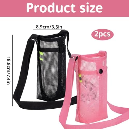 KSVFTB 2Pcs Water Bottle Carrier with Shoulder Strap, Holder for Outdoor Hiking and Gym Workouts, Adjustable Water Bottle Bag with Strap for Family Sports Activities — view 2