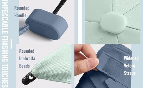 Mayoii Mini Umbrella with UPF50+ Protection, Lightweight Compact Umbrella for Women and Kids, Portable UV Parasol with Storage Box, 6Ribbed Small Parachute for Women Handbag Size — view 4