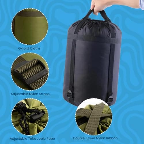 Fueerton Nylon Lightweight Compression Stuff Sack Bag Outdoor Camping Sleeping Bag (L) — view 3