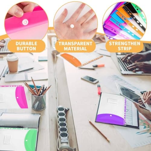 Plastic Wallets A4 Punched Pockets, 12 Pack A4 Expandable Folders — view 4